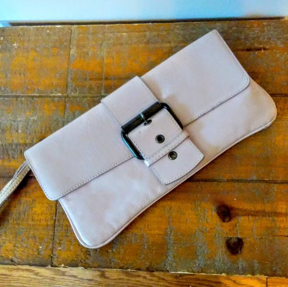 Kooba Leather Buckle Wristlet Clutch